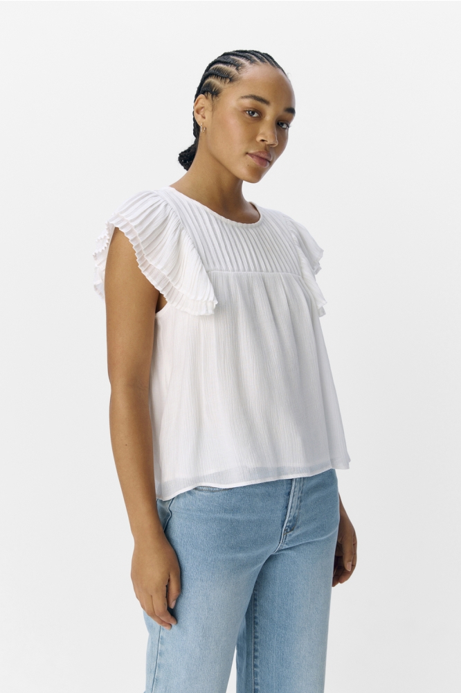 OBJANN S/L RE FRILL TOP 139 23046864 WHITE